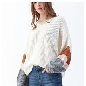 Chicwish V-neck Color blocked Sweater